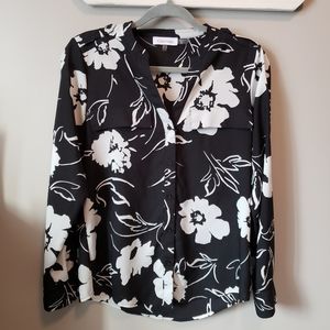 Calvin Klein floral button up blouse